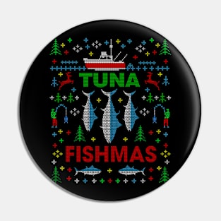 Funny Fish Tuna Fishmas Ugly Christmas Sweater Party Fisherman Shirts Pin