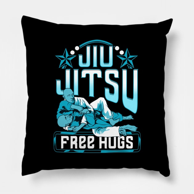 Funny Jiu Jitsu Free Hugs Pun BJJ Martial Arts Pillow by theperfectpresents