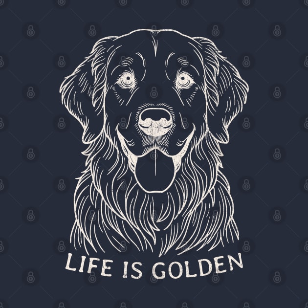 Vintage Golden Retriever Tee -  Life is Golden Design for Dog Fans with distressed texture by Tintedturtles