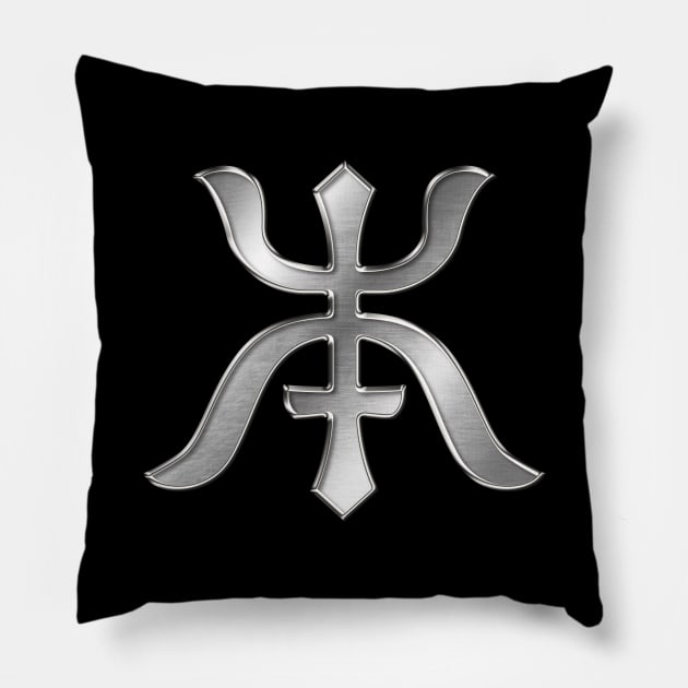 Yamamoto Crest Silver Chrome Pillow by Takeda_Art