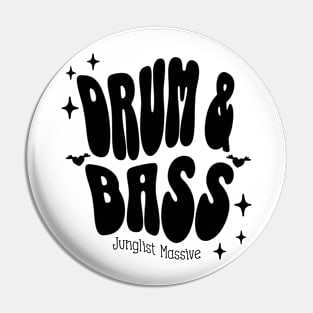 DRUM AND BASS  - Y2K Warped Text (Black) Pin
