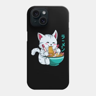 Kawaii Cat Eating Ramen Noodles Phone Case