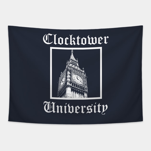 Clocktower University Shirt (Light text, Classic style) Tapestry by Minimality