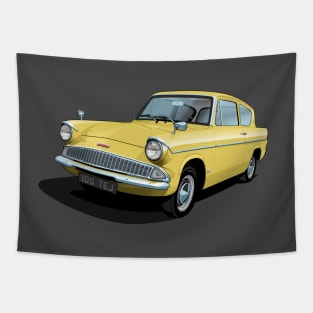 Ford Anglia in panama yellow Tapestry