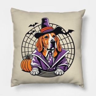 basset hound pumpkin Pillow