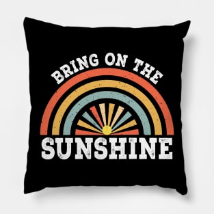 Vintage Retro Summer Sunset Rainbow Bring On The Sunshine Pillow