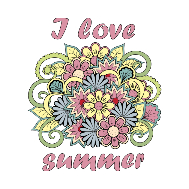 Summer composition doodle flowers by Alina