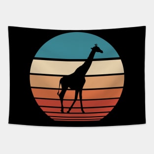 Giraffe Retro Sunset Tapestry