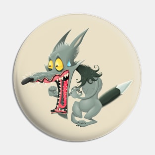 Scared Wolf Funny Pin
