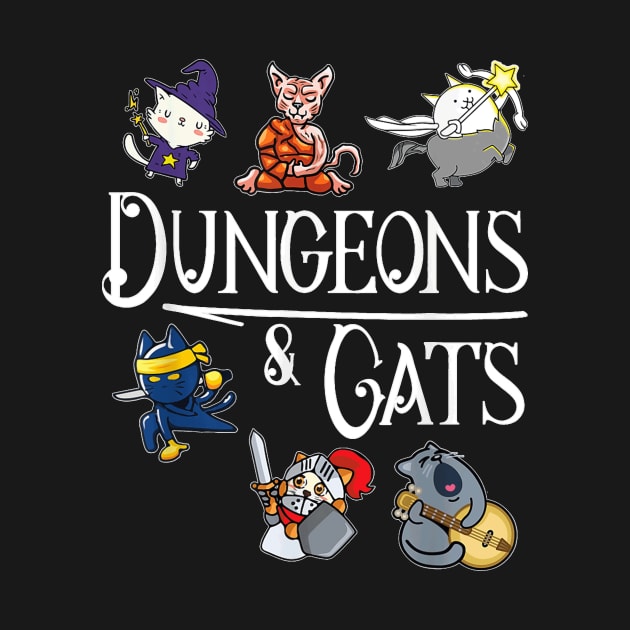 Dungeons And Cats Funny Dragon Cat Kitten Lover Kitty Gift by Mum and dogs