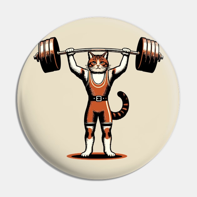 Cat weightlifting Pin by Art_Boys