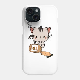 Cute Tabby Cat spilled a jar of peanut butter Phone Case