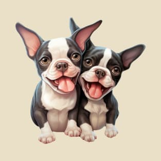 Puppy Pals: Boston Terrier Duo T-Shirt