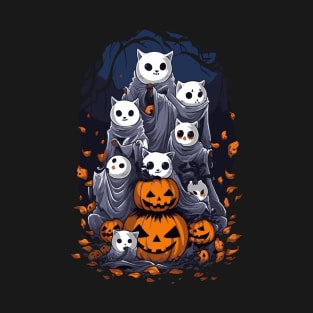 Halloween Cats Ghosts Family for Spooky Season. T-Shirt