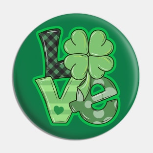 Love St Patricks Day Shamrock Pin