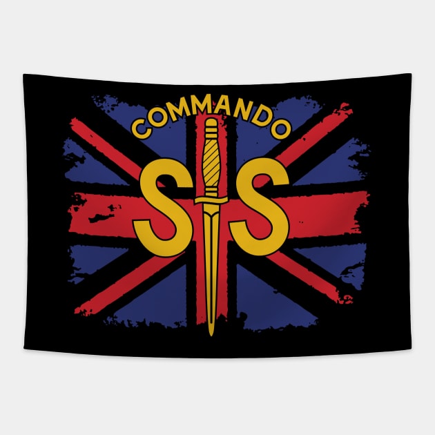 WW2 British Army No2 Commando SAS Badge with Union Jack Tapestry by GRIM GENT