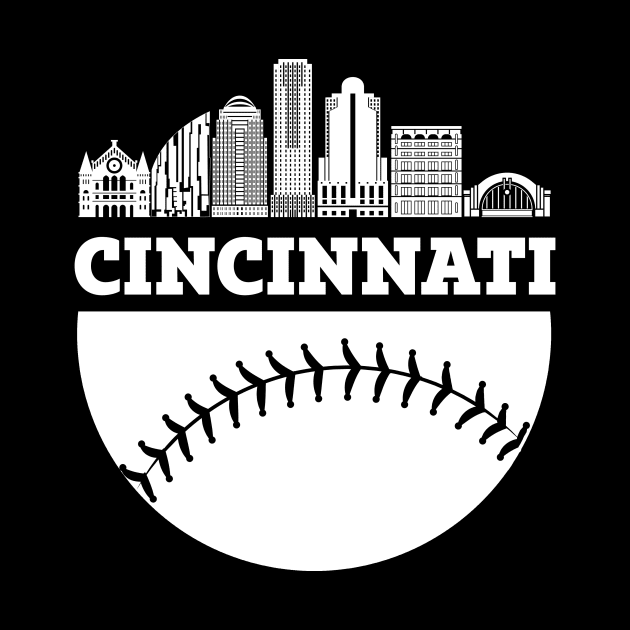 Cincinnati OH Baseball Skyline  Vintage Retro print by Bluebird Moon