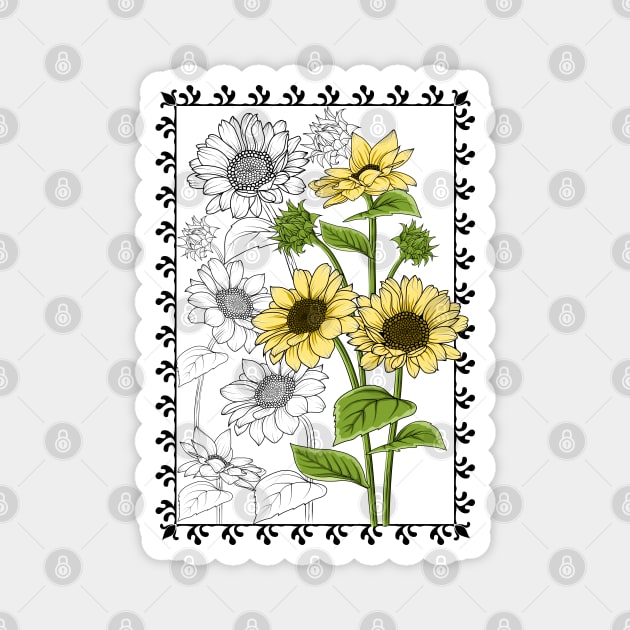 Sunflowers Art Magnet by Designoholic