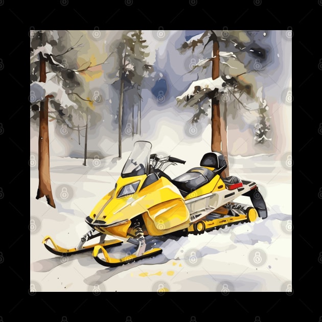 Yellow Snowmobile by Siha Arts