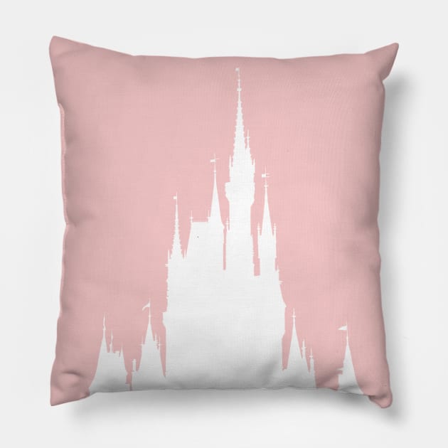 Magic Castle Silhouette Millennial Pink Pillow by FandomTrading