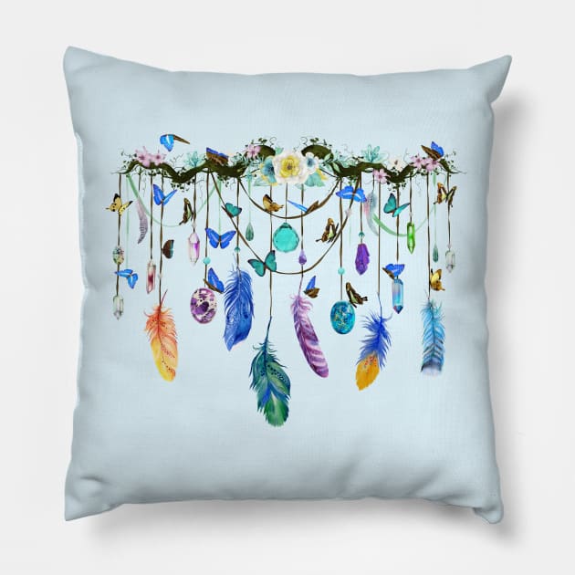 Folkstone Crystal And Butterfly Spirit Gazer Pillow by LittleBunnySunshine