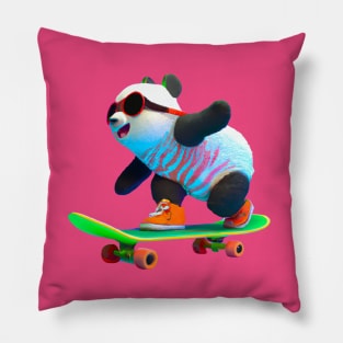 Skateboarding Panda Pillow