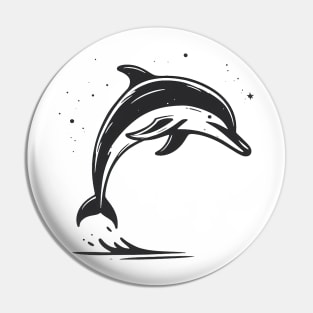 Stick Figure of a Dolphin in Black Ink Pin