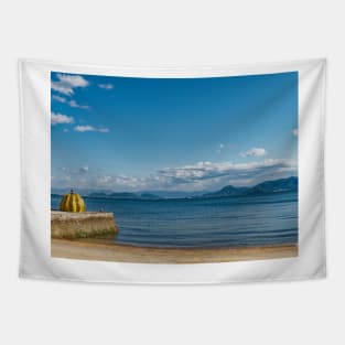 Pumpkin on the beach Tapestry