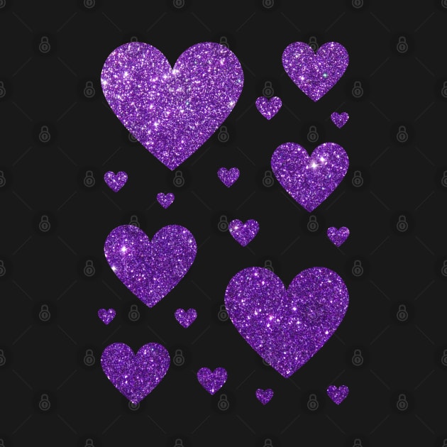 Purple Faux Glitter Hearts by Felicity-K