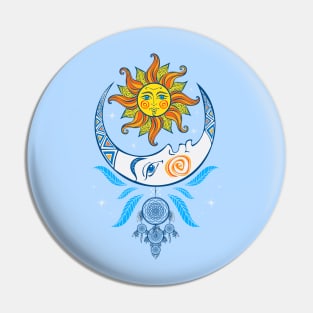 Sun Moon Dream Catcher Pin