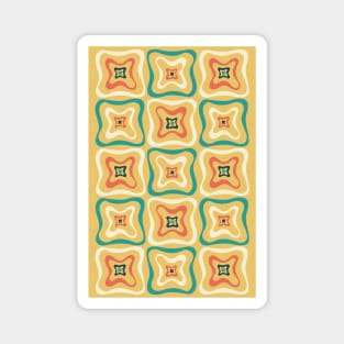 Retro Groovy Pattern in blue, orange and yellow 4 Magnet