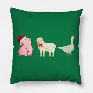 Farm Animal Christmas Pillow