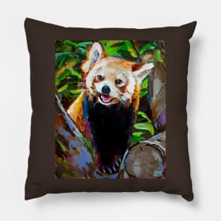 Cute and Colorful Red Panda Painting by Robert Phelps Pillow