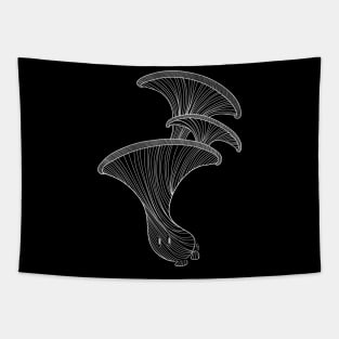 Oyster Mushroom White Lineart Tapestry