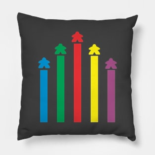 Rainbow Meeple Rocket Pillow