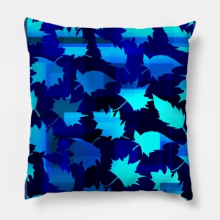 Blue Leaf Pattern Pillow