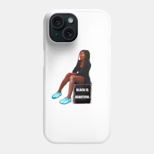 Black is beautiful black girl with Afro hair in dreadlocks and dark brown skin. Hair love ! Phone Case