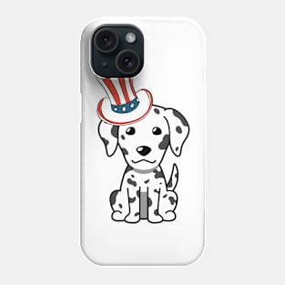 Funny dalmatian dog is wearing uncle sam hat Phone Case