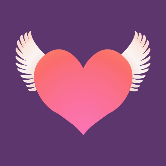 Pink Heart on Wings by RawSunArt