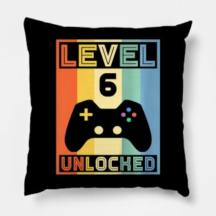 Kids Level 6 Unlocked Video Gamer 5th Birthday Gaming Pillow