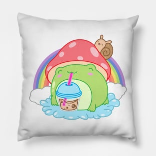 Frog Boba Bubble Tea Kawaii Anime Japanese Mushroom Snail Pillow