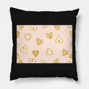 Gold Heart Pattern Mask -  Pink Background Masks Pillow