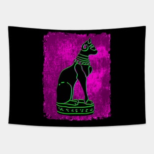 Bastet Cat Black/Green/Magenta Tapestry