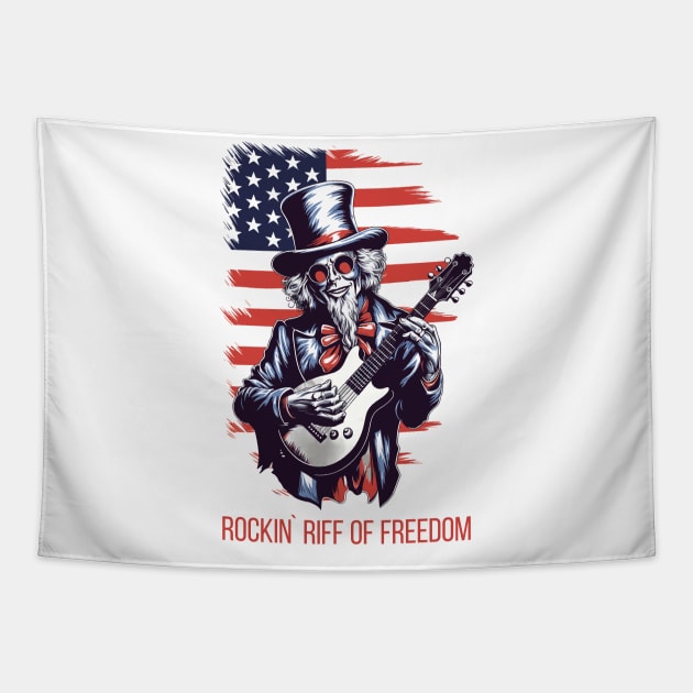 Rockin' Riff of Freedom Shirt | Unleash Your Inner Patriot this 4th of July Tapestry by Indigo Lake