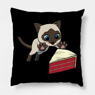 Siamese Cat excited to eat Red Velvet Cake Pillow