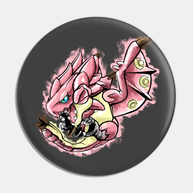 Dreaded Pink Dragon Pin by Alden Art Creations