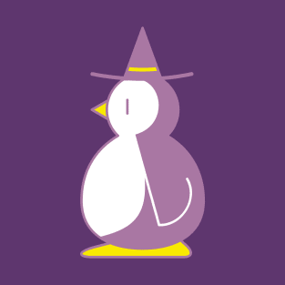 Cute Witch Penguin Halloween Vector Illustration T-Shirt