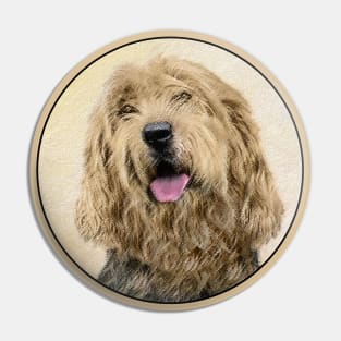 Otterhound Painting - Cute Original Dog Art Pin