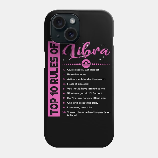 Top 10 Rules Of Libra Birthday Phone Case by IainDodes