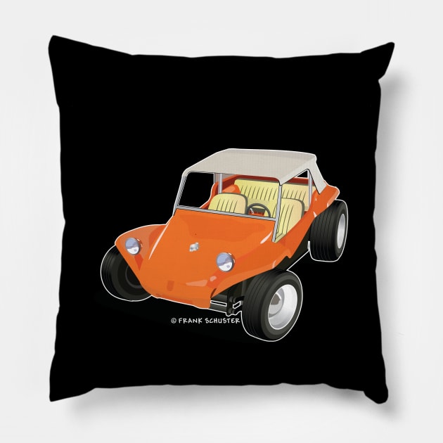 Orange Manx Dune Buggy Pillow by PauHanaDesign